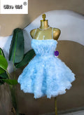 Women Rose Floral Spaghetti Strap Lace Up Back Midi Mini A-line Dress 2026 Street Birthday Party Dresses Trendy Vestidos