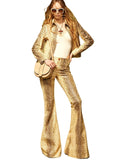 Fashion Women's Snake Pattern Zipper Jacket Flare Pants Two Piece Set 2026 Ladies PU Leather Suit