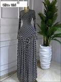 Women Plaid Round Neckline Long Sleeve Fit and Flare Long Maxi Dress 2025 Even Party Education Vacation Dresses Vestidos