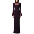 Solid Slim Elegant Trumpet Sleeves Long Dresses for Women Patchwork Diamond Mesh Temperament Dress Female New