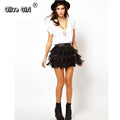 Sexy Women Black Tassel Mini Skirt Party Clubwear Summer Dance PU Leather Layered Fringe Tassel Bodycon Party Short Skirt