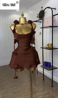 Women Floral Applique Sleeveless Strap Midi A-line Dress Summer Holiday Birthday Sexy Club Party Evening Dresses