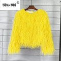 Solid Faux Fur Coats  Women Full Sleeve O-neck Open Stitch Covered Button Fur Jackets Winter Autumn Warm New Fashion