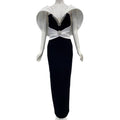 Sexy Women's Dress With Large Shoulders In White And a Cinched Waist With a v-Neck, Long Backless Bandage, And a Long Dress For