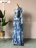 Women Long Sleeve Tie Dye Print O-neck Big Swing Midi A-line Long Maxi Dress 2026 Elegant Evening Birthday Party Dresses