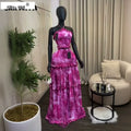 Women Set Tie Dye Print Sleeveless Halter Tops +Long Skirt 2026 Fall Street Sexy Beach Vacation Two Piece Set Outfits