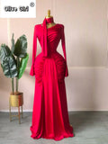 Women Skew Neck Flare Long Sleeve Ruched Stacked Maxi Long Dress Fall Birthday Evening Sexy Party Dresses with Scarf