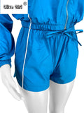 Women's Set Long Sleeve Jacket + Shorts Suit 2025 Summer Streetwear Active Slim Sporty Two 2 Piece Set Outfit Tracksuit