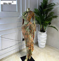 Women Striped Print Ribbon Ruched Long Sleeve Bodycon Maxi Long Dress 2026 Sexy Birthday Party Education Trendy Dresses