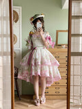 Lolita Original Corset Jsk Dress SP Pink Green Spring/summer Print Daily Bow Lolita High-end Women's Cosplay