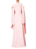 Evening Dresses Long Sleeves O Neck Slim Maxi 2026 Women Dinner Party Gowns With Shawl Pearls Elegant Wedding Robes Lady