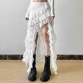Tassels Women Skirts Chic Irregular Hem Multi-Layered Ruffles Lace Patchwork Summer Trend Skinny Versatile Bottoms