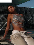Hollow Chain Camisole Women Y2K Sexy Summer Coquette Backless Low-Neck Halter Midnight Clubwear Beach Vacation Vest