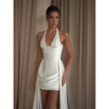 Customized Halter Neck V-Neck Satin Mini dresses Bridal dresses Vintage Sleek Modern Luxurious Prom dress Evening dresses
