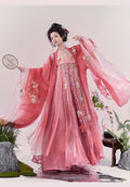 Olive Girl Red Embroidered Hanfu Dress for Ren Faire 2026 Garden Wedding Fairycore Photoshoot Everyday Wear S-XL XS-3XL Plus Size Hand Embroidered Flowing Sleeve Editorial Not Costume Chinese Heritage Fashion Women