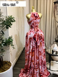 Women Printed Sleeveless with Sashes Fit and Flare A-line Maxi Dress 2026 Streetwear Beach Holiday Long Dresses Vestido