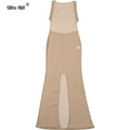See Through Dress Female 2024Summer Thin Sleeveless Glitter Splits Coquette Backless Clubwear Beach Sexy Vestidos