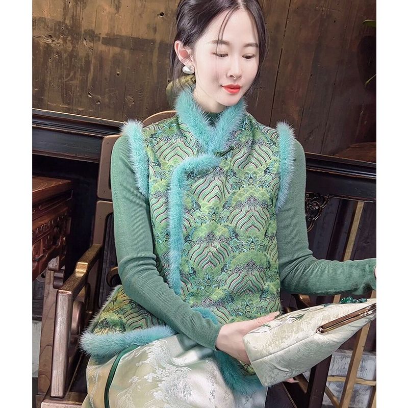 High End Vest Women's Clothes Autumn and Winter New Item, Cotton Jacket Layered Outerwear Ethnic Style