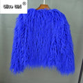 Solid Faux Fur Coats  Women Full Sleeve O-neck Open Stitch Covered Button Fur Jackets Winter Autumn Warm New Fashion