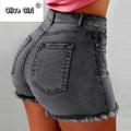 Summer Women Zipper Fly Washed Regular Denim Short Pants Classic Streetwear Fashion Shorts Jeans High Waisted Jeans