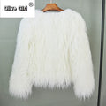 Solid Faux Fur Coats  Women Full Sleeve O-neck Open Stitch Covered Button Fur Jackets Winter Autumn Warm New Fashion