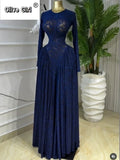 Women O-neck Long Sleeve Pleated Inner A-line Maxi Dress 2026 Evening Sexy Party Birthday Vacation Long Dresses Vestidos