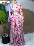 Women Long Sleeve Tie Dye Print O-neck Big Swing Midi A-line Long Maxi Dress 2026 Elegant Evening Birthday Party Dresses
