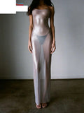 Y2K See Through Women Camisole Dress Sexy Skinny Coquette Vacation Beach Party Midnight Clubwear Bodycon Vestidos