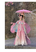 High-end Fairy Dress Pink Gradient Embroidery Hanfu Set Ethereal and Graceful Traditional Chinese Style for Daily Photoshoots Travel and Live Streaming Cosplay Women's Fashion Clothings