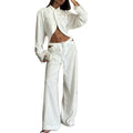 Solid Two Piece Set for Women Lapel Long Sleeve Temperament Coat High Waist Pants Female Fashion New