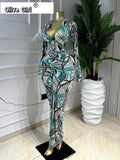 Women Printed Deep V-neck Stacked Ruched Bodycon Midi Maxi Dress 2026 Birthday Holiday Party Trendy Dresses Vestidos