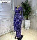Women Striped Print Ribbon Ruched Long Sleeve Bodycon Maxi Long Dress 2026 Sexy Birthday Party Education Trendy Dresses