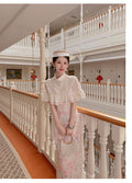 Printed Sleeveless Qipao Dress+lace Shawl Atmosphere Set for Women's Clothing