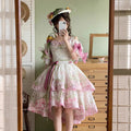 Lolita Original Corset Jsk Dress SP Pink Green Spring/summer Print Daily Bow Lolita High-end Women's Cosplay