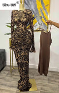 Women Long Sleeve Stacked Mesh See Though with Lining Bodycon Long Dress 2025 Autumn Evening Birthday Sexy Party Dresses