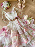 Lolita Original Corset Jsk Dress SP Pink Green Spring/summer Print Daily Bow Lolita High-end Women's Cosplay