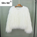 Solid Faux Fur Coats  Women Full Sleeve O-neck Open Stitch Covered Button Fur Jackets Winter Autumn Warm New Fashion