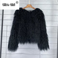 Solid Faux Fur Coats  Women Full Sleeve O-neck Open Stitch Covered Button Fur Jackets Winter Autumn Warm New Fashion