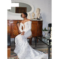 Customized Off the Shoulder Floor-Length Prom Dress Lace Embroidery vestidos de noche 3D Flower Beading Evening Dresses