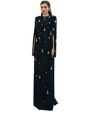 High Quality Sparkling Diamond Slim Long Dress Long Sleeve Black Women's Elegant Celebrity Evening Birthday Party Gowns