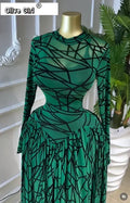 Women Full Sleeve Printed O-neck Maxi Long Dress 2026 Evening Birthday Vacation Sexy Party Club Vestidos Dresses