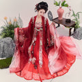 Olive Girl Red Embroidered Hanfu Dress for Ren Faire 2026 Garden Wedding Fairycore Photoshoot Everyday Wear S-XL XS-3XL Plus Size Hand Embroidered Flowing Sleeve Editorial Not Costume Chinese Heritage Fashion Women