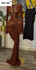 Women Long Sleeve Stacked Mesh See Though with Lining Bodycon Long Dress 2025 Autumn Evening Birthday Sexy Party Dresses
