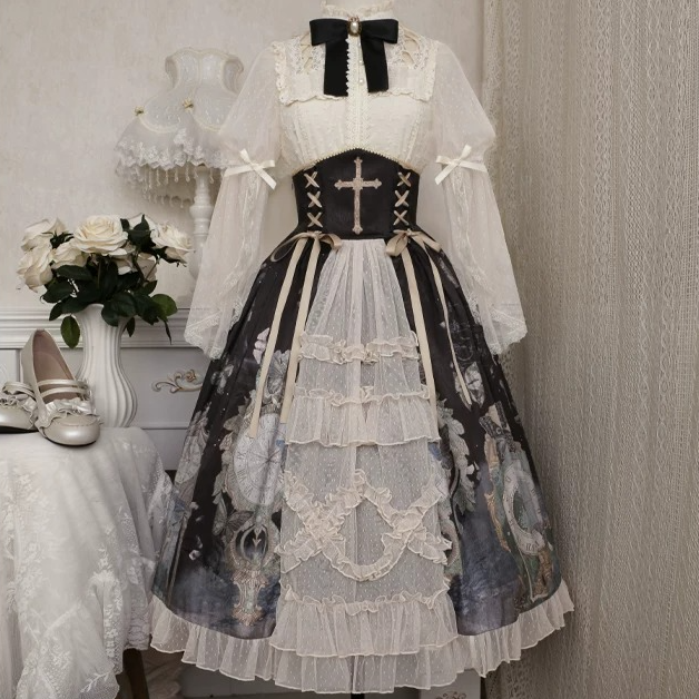 Olive Girl Lolita JSK Wrap Skirt Lolita Dress 2026 US 4-16 (S-2XL) Structured Bodice Tiered Skirt Polyester XS-3XL Plus Size Lolita Dress East Asian Traditional Outfit Chinese Heritage Fashion Women Costume Alternative Authentic