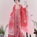 Olive Girl Red Embroidered Hanfu Dress for Ren Faire 2026 Garden Wedding Fairycore Photoshoot Everyday Wear S-XL XS-3XL Plus Size Hand Embroidered Flowing Sleeve Editorial Not Costume Chinese Heritage Fashion Women