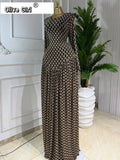 Women Plaid Round Neckline Long Sleeve Fit and Flare Long Maxi Dress 2025 Even Party Education Vacation Dresses Vestidos