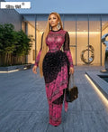 Women Tie Dye Printed Stacked Ruched Long Sleeve Midi Bodycon Maxi Long Dress Birthday Party Education Trendy Dresses