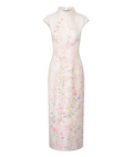 Printed Sleeveless Qipao Dress+lace Shawl Atmosphere Set for Women's Clothing