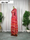 Women leaf Print patchwork smock Midi A-line Long Maxi Dress 2026 Elegant Evening Birthday Party Dresses Trendy Vestidos