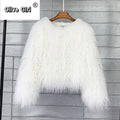 Solid Faux Fur Coats  Women Full Sleeve O-neck Open Stitch Covered Button Fur Jackets Winter Autumn Warm New Fashion